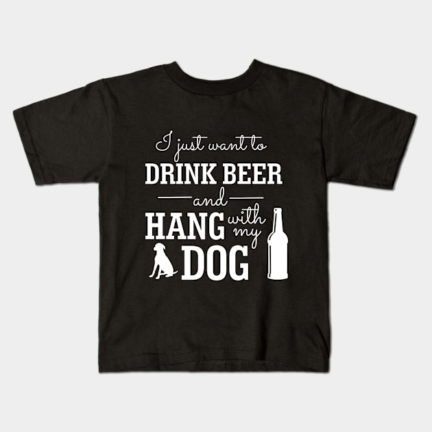 Beer Hang With Dog Canine Funny Humor Kids T-Shirt by Mellowdellow